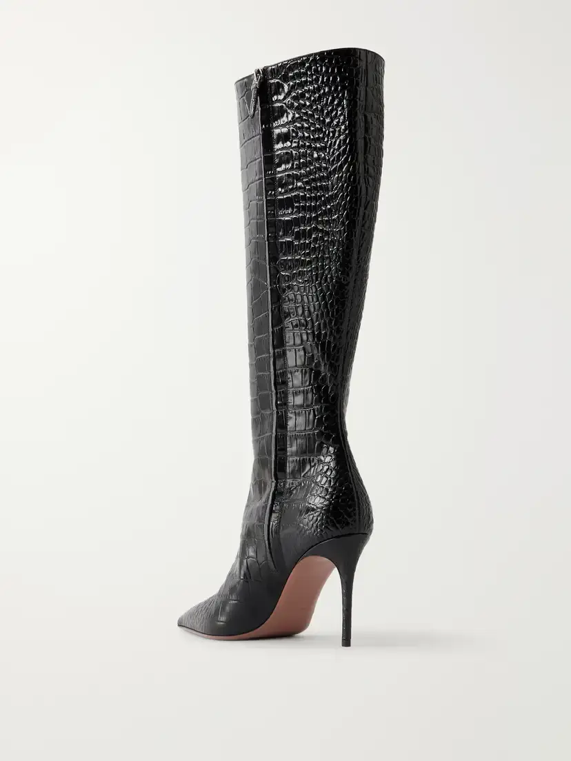 Paris Texas Vera 85 Croc-effect Leather Knee Boots | Thumbnail 3