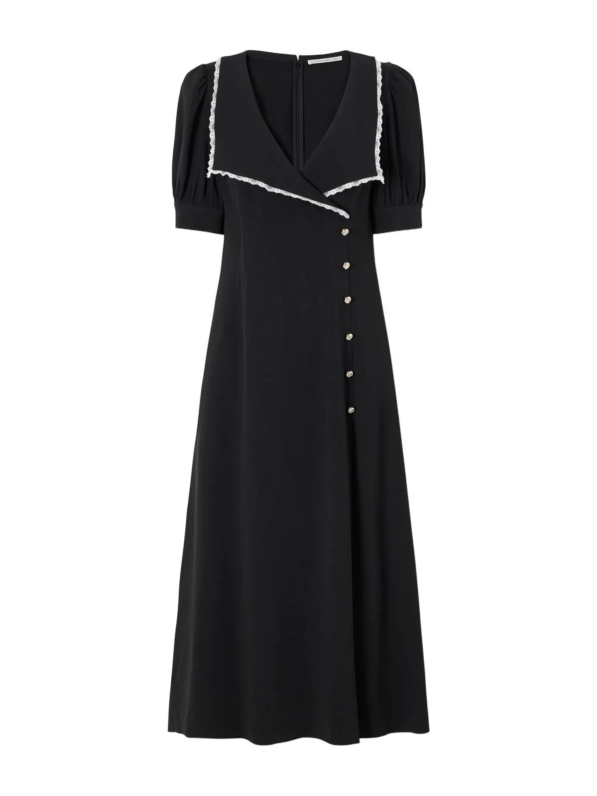 Alessandra Rich Lace-trimmed Crepe-cady Midi Dress