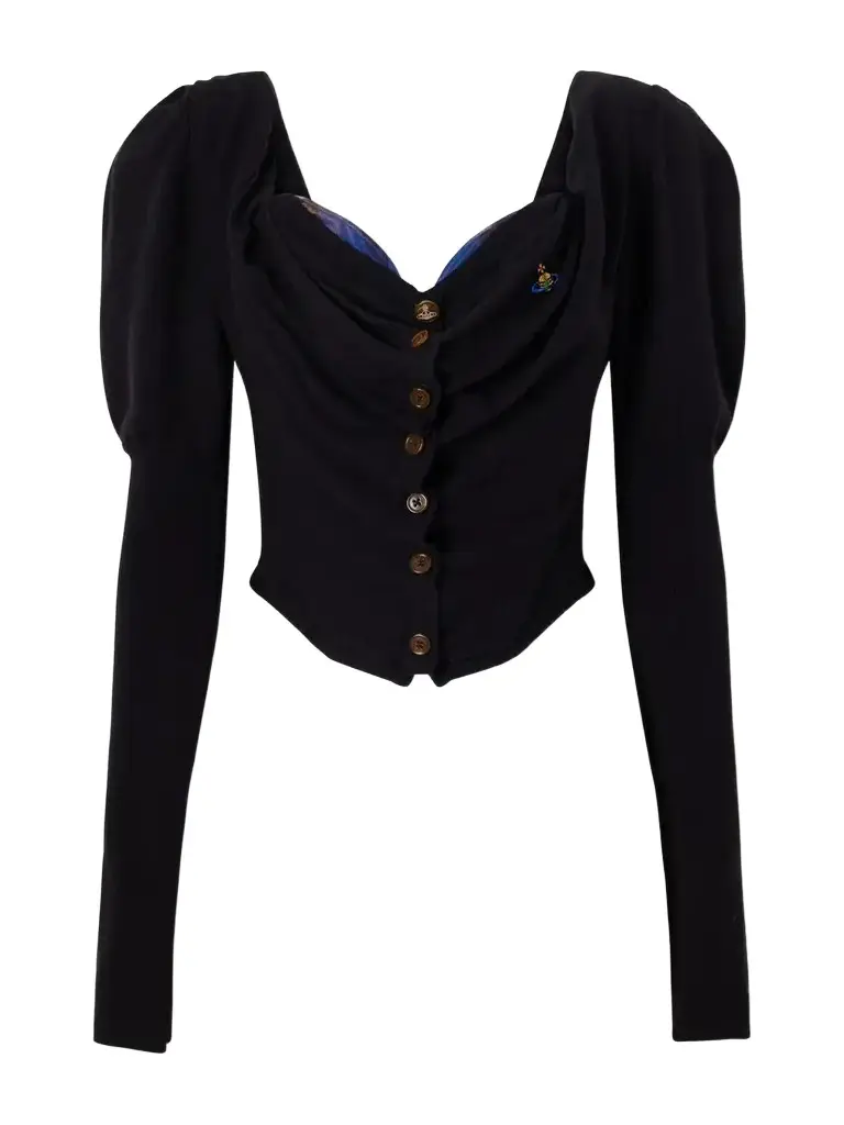Vivienne Westwood Bea Cotton And Cashmere-blend Corset Cardigan | Image 1 Vivienne Westwood Bea Cotton And Cashmere-blend Corset Cardigan | Image 1