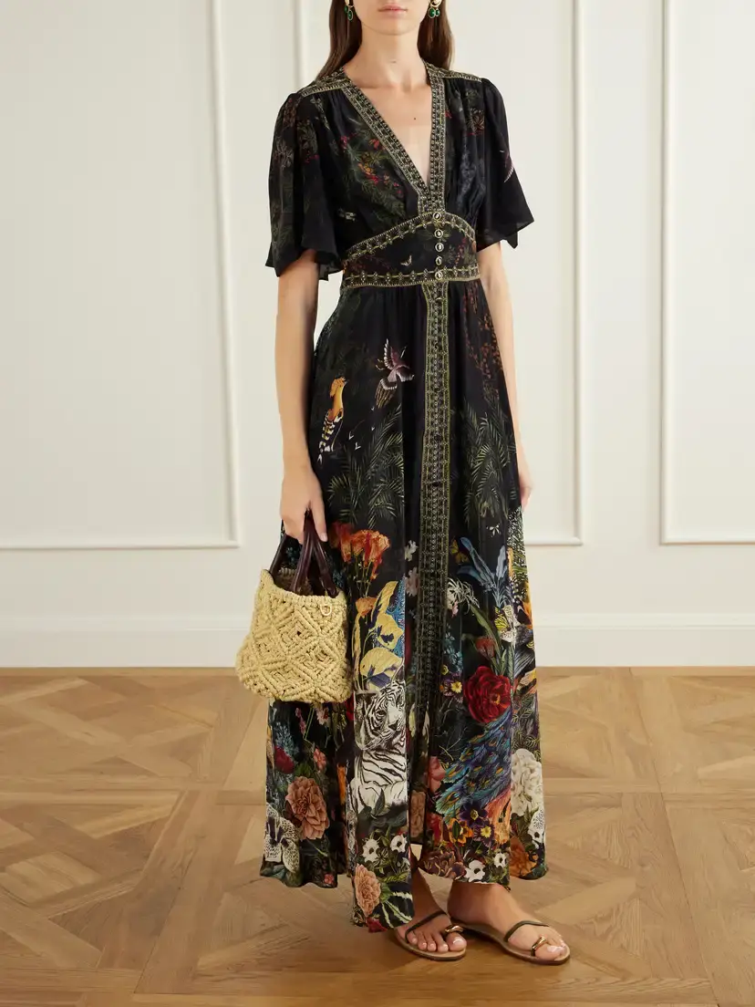 Camilla Palace Zoology Embellished Printed Silk Maxi Dress | Thumbnail 2 Camilla Palace Zoology Embellished Printed Silk Maxi Dress | Thumbnail 2