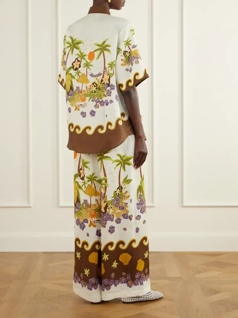 ALÉMAIS Island Cove Printed Linen Wide-leg Pants | Thumbnail 4 ALÉMAIS Island Cove Printed Linen Wide-leg Pants | Thumbnail 4