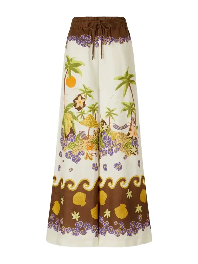 ALÉMAIS Island Cove Printed Linen Wide-leg Pants | Image 1 ALÉMAIS Island Cove Printed Linen Wide-leg Pants | Image 1