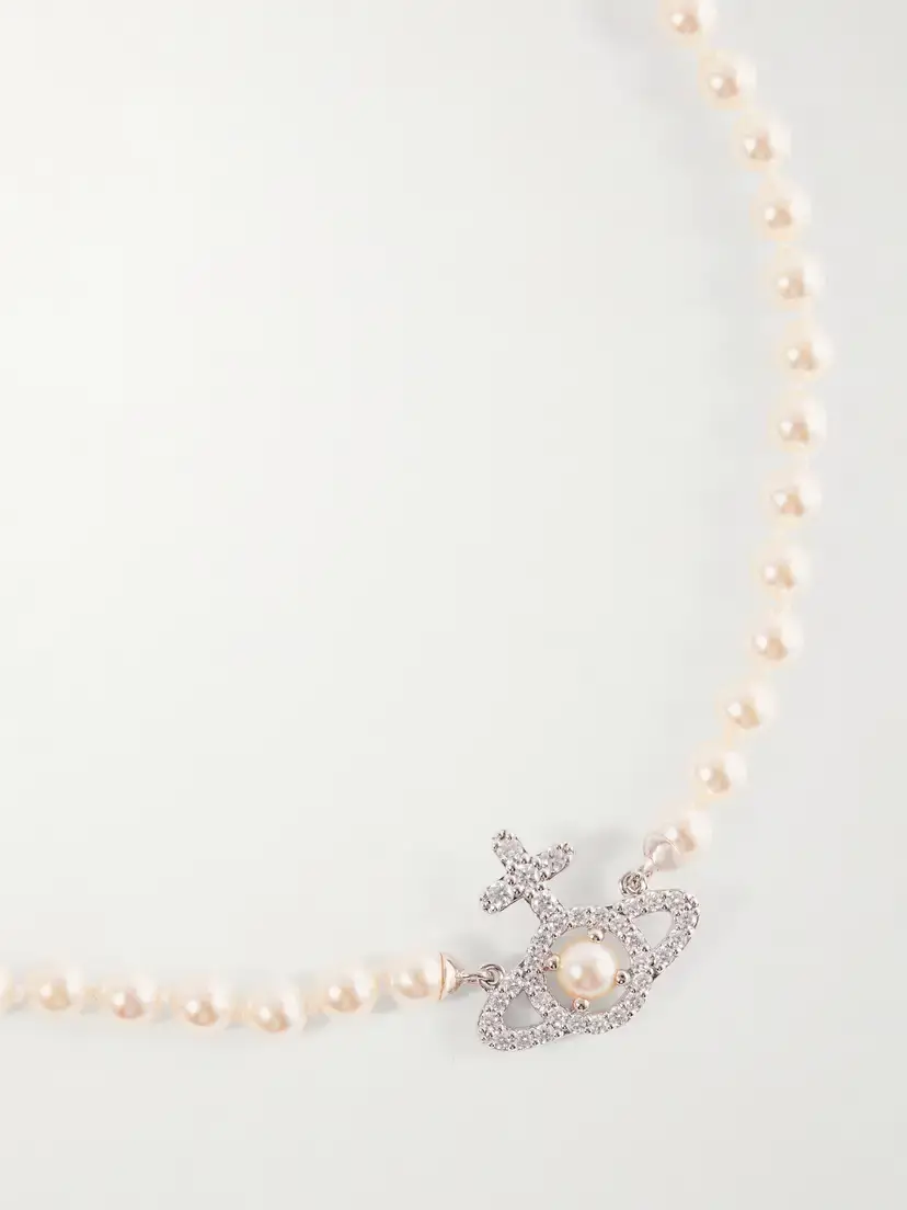 Vivienne Westwood Olympia Platinum-tone Crystal And Pearl Necklace | Thumbnail 4