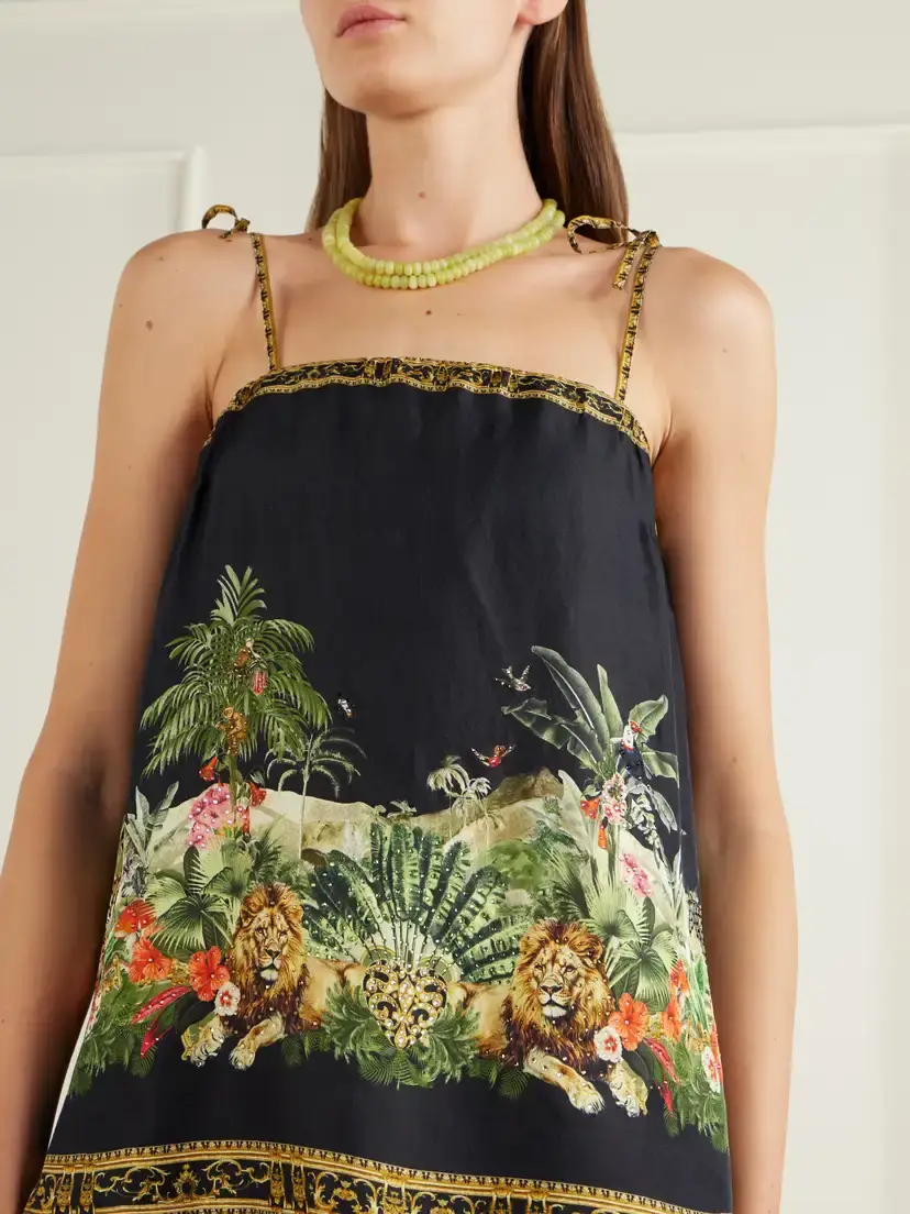 Camilla Crystal-embellished Printed Silk-satin Top | Thumbnail 4