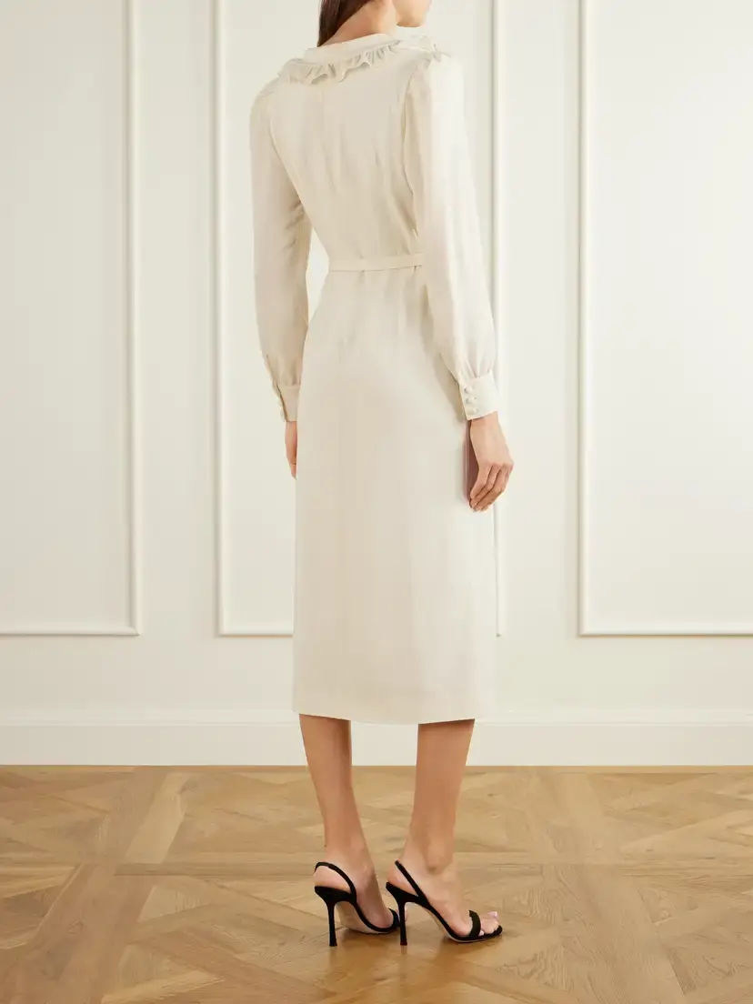 Alessandra Rich Belted Virgin Wool-crepe Midi Dress | Thumbnail 3 Alessandra Rich Belted Virgin Wool-crepe Midi Dress | Thumbnail 3