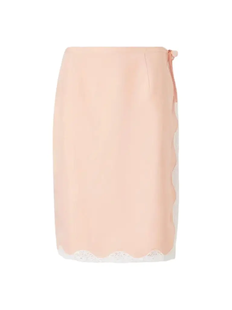 Posse Tabitha Lace-trimmed Tencel™ Lyocell Mini Skirt | Image 1 Posse Tabitha Lace-trimmed Tencel™ Lyocell Mini Skirt | Image 1
