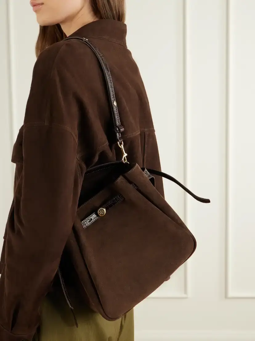 Tory Burch Romy Leather-trimmed Suede Bucket Bag | Thumbnail 2 Tory Burch Romy Leather-trimmed Suede Bucket Bag | Thumbnail 2