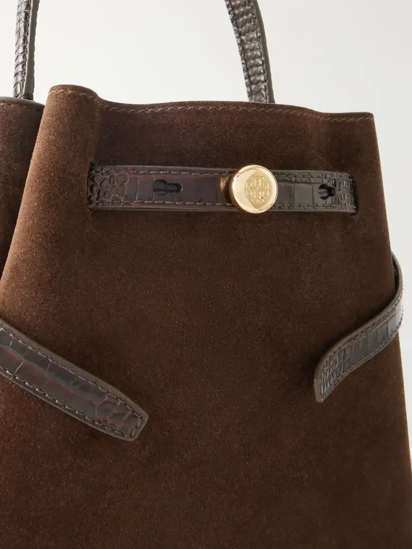 Tory Burch Romy Leather-trimmed Suede Bucket Bag | Thumbnail 5 Tory Burch Romy Leather-trimmed Suede Bucket Bag | Thumbnail 5