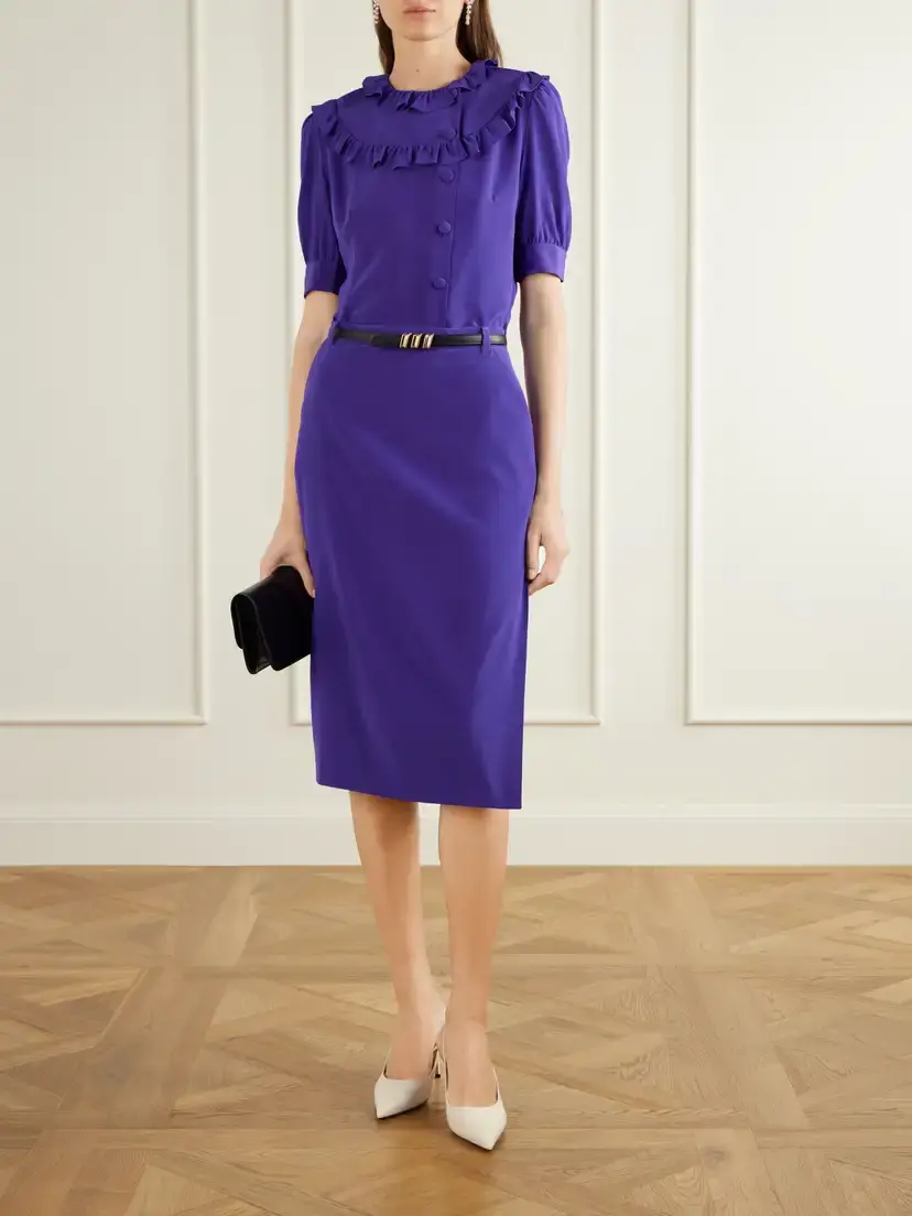Alessandra Rich Silk-crepe De Chine Midi Skirt | Thumbnail 2 Alessandra Rich Silk-crepe De Chine Midi Skirt | Thumbnail 2