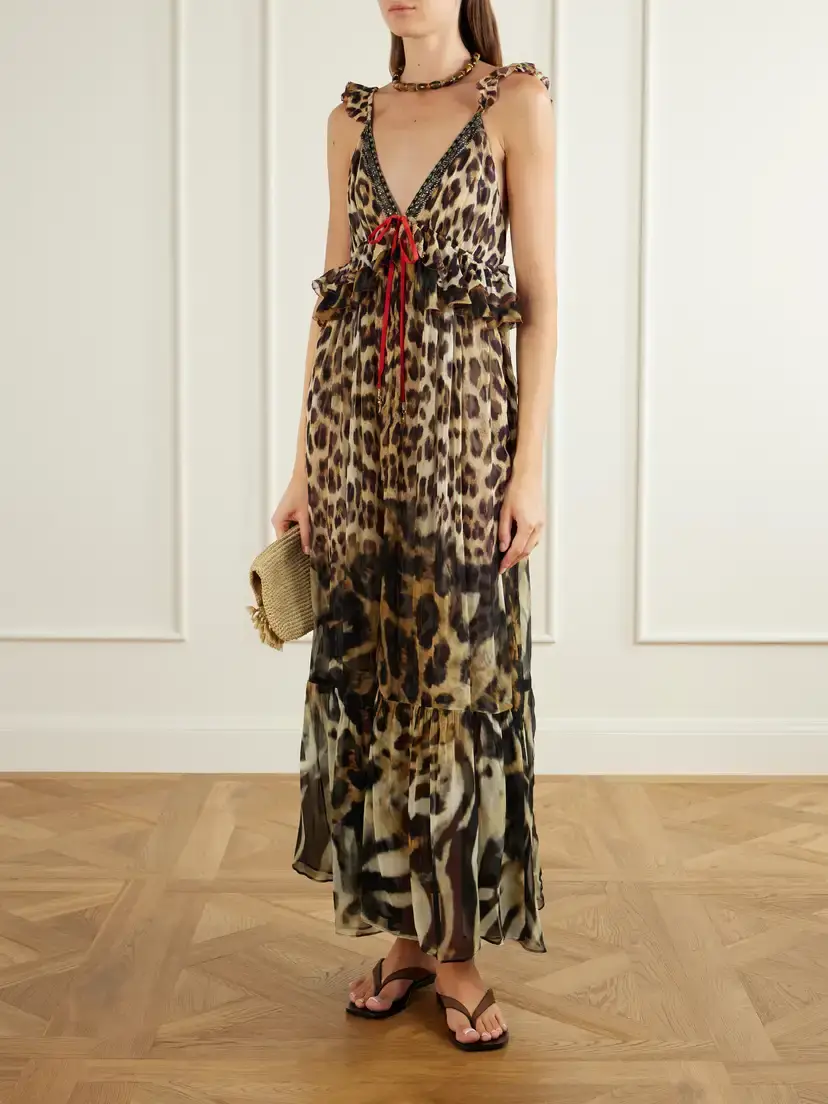 Camilla Leotigra Land Crystal-embellished Animal-print Silk Maxi Dress | Thumbnail 2