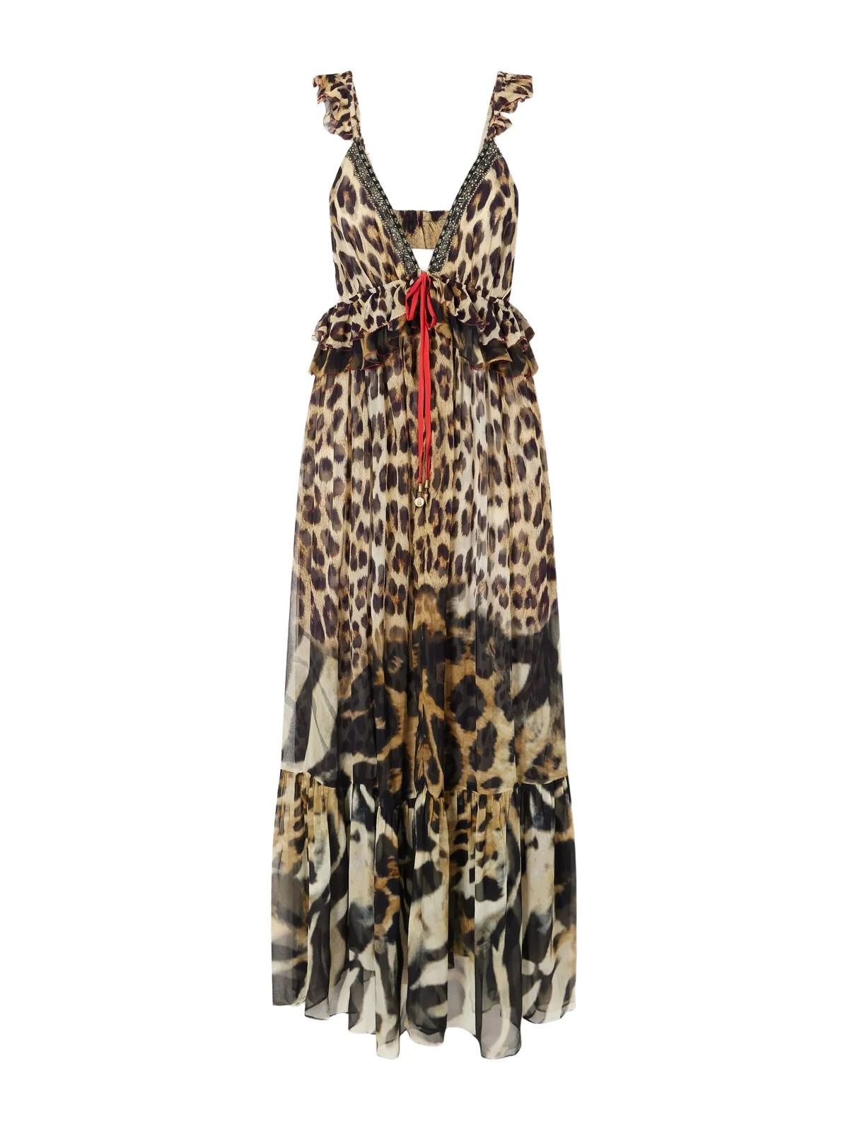 Leotigra Land Crystal-embellished Animal-print Silk Maxi Dress Leotigra Land Crystal-embellished Animal-print Silk Maxi Dress