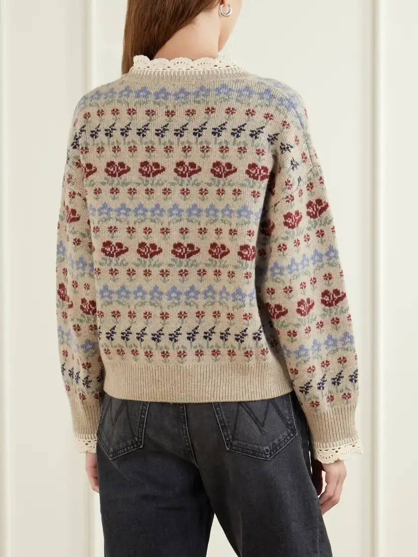 Sea Preston Crochet-trimmed Floral-intarsia Wool-blend Sweater | Thumbnail 4 Sea Preston Crochet-trimmed Floral-intarsia Wool-blend Sweater | Thumbnail 4