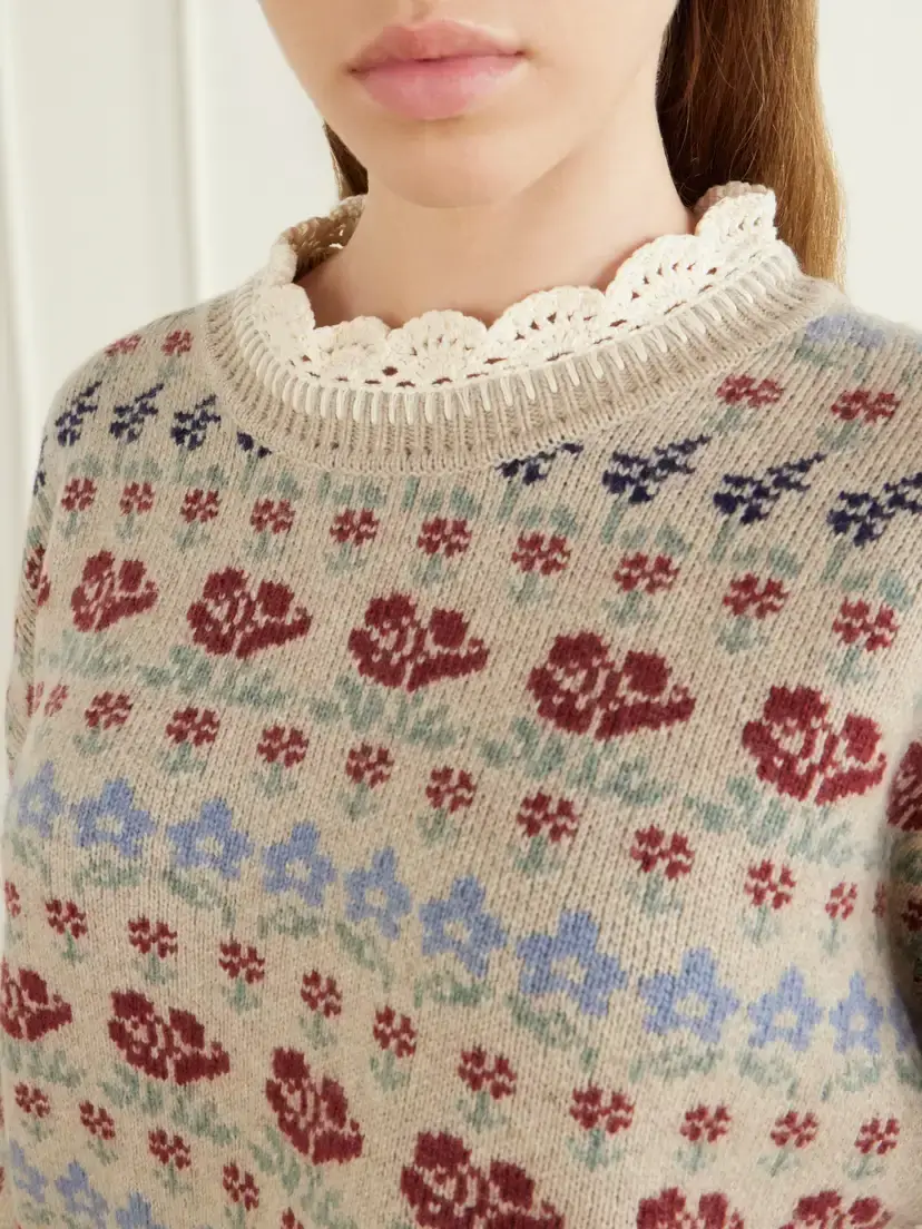 Sea Preston Crochet-trimmed Floral-intarsia Wool-blend Sweater | Thumbnail 5 Sea Preston Crochet-trimmed Floral-intarsia Wool-blend Sweater | Thumbnail 5