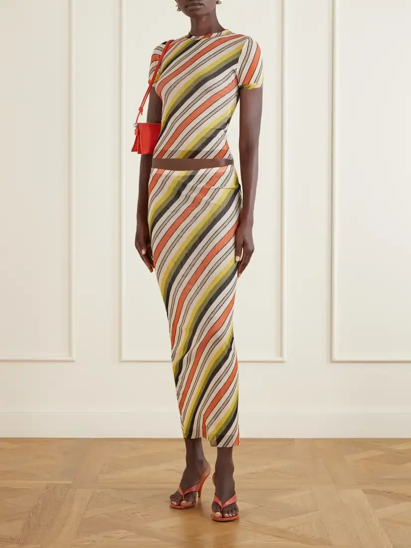 Jean Paul Gaultier Retro Stripe Printed Mesh Top | Thumbnail 2