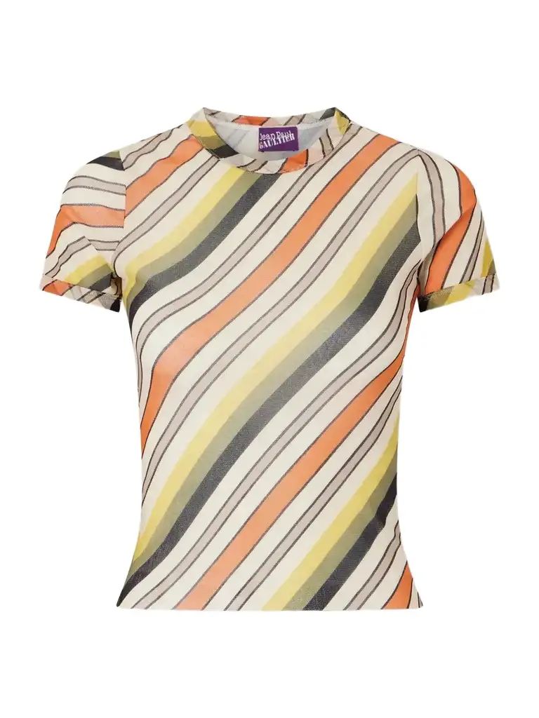 Jean Paul Gaultier Retro Stripe Printed Mesh Top | Image 1 Jean Paul Gaultier Retro Stripe Printed Mesh Top | Image 1
