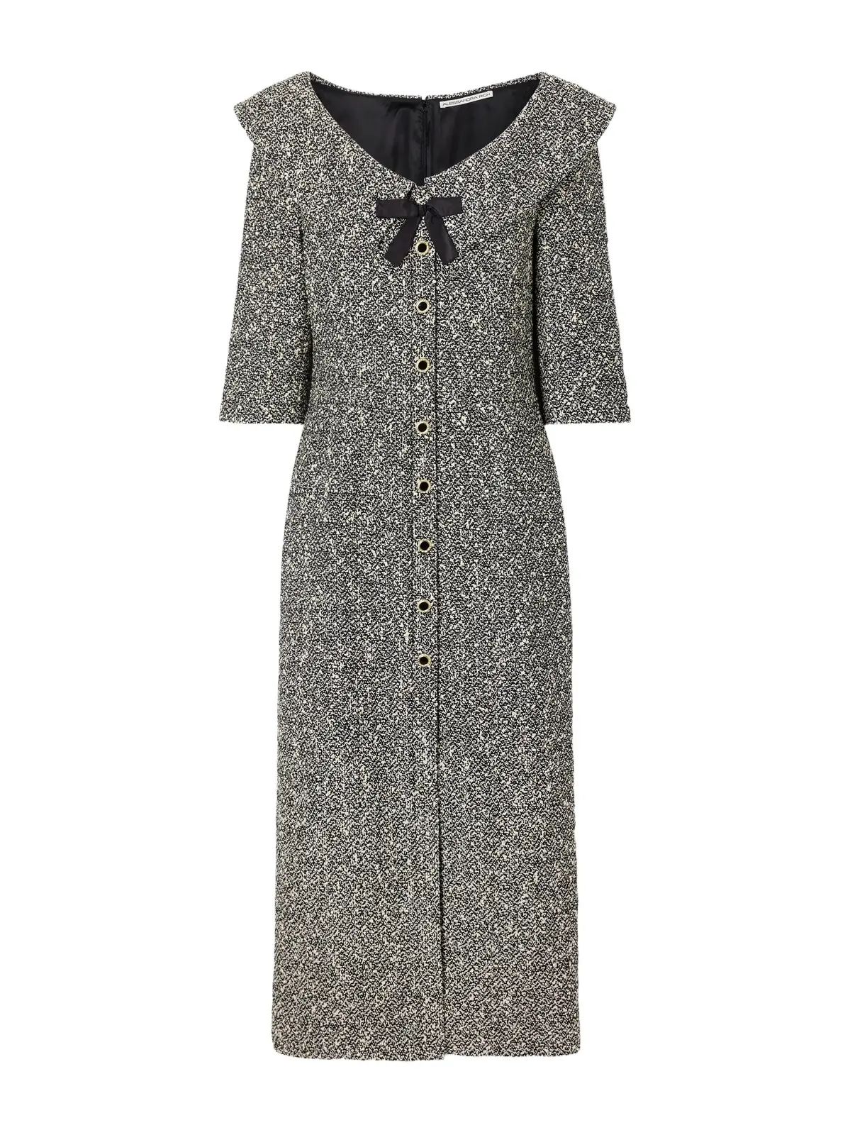 Alessandra Rich Bow-detailed Silk-trimmed Tweed Midi Dress