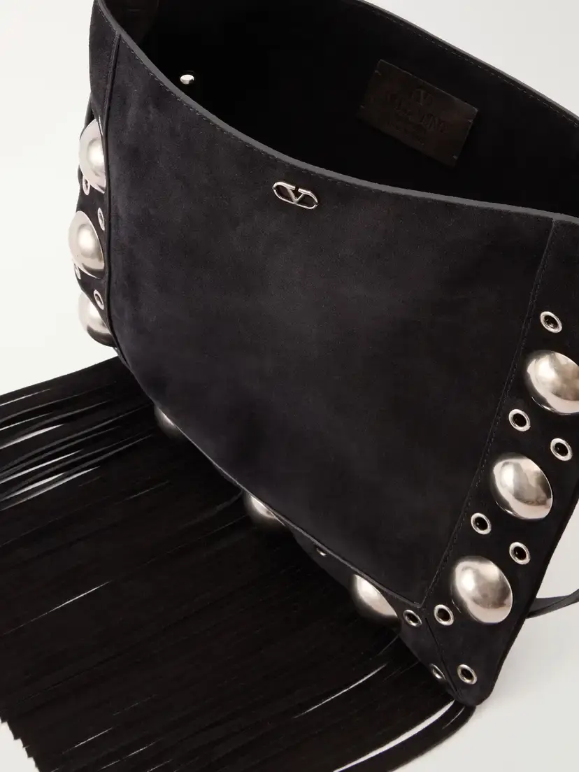 Valentino Garavani Nellcote Medium Fringed Studded Suede Shoulder Bag | Thumbnail 6