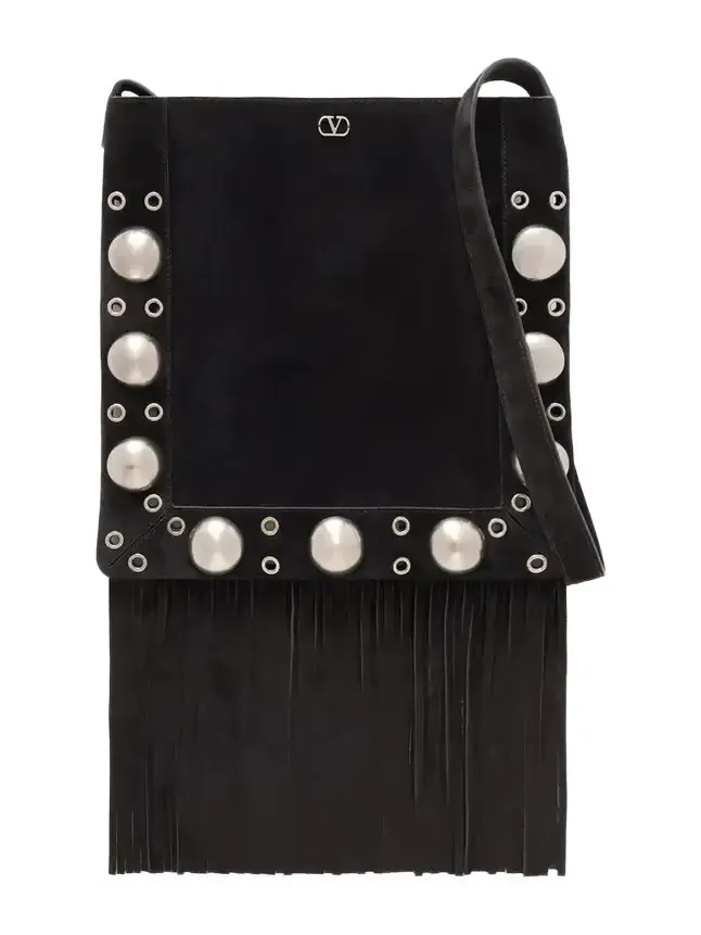 Nellcote Medium Fringed Studded Suede Shoulder Bag