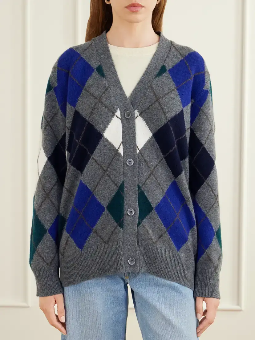 Daughter Ava Argyle Checked Wool-knitted Cardigan | Thumbnail 3 Daughter Ava Argyle Checked Wool-knitted Cardigan | Thumbnail 3