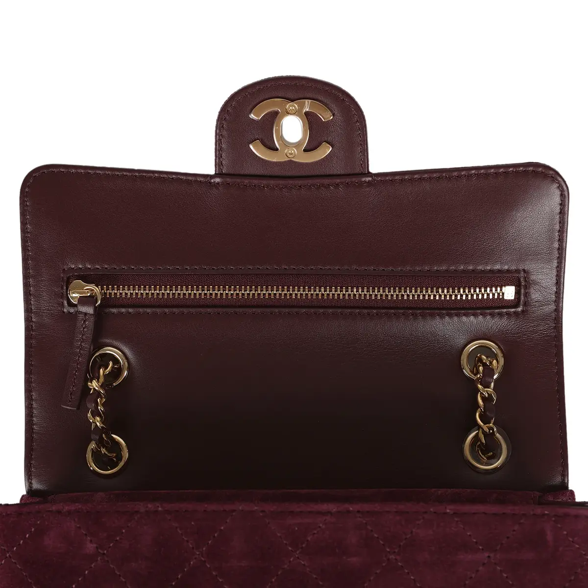 Chanel Chanel Mini "Souplissimo" Flap Bag Burgundy Suede Gold Hardware | Thumbnail 8 Chanel Chanel Mini "Souplissimo" Flap Bag Burgundy Suede Gold Hardware | Thumbnail 8