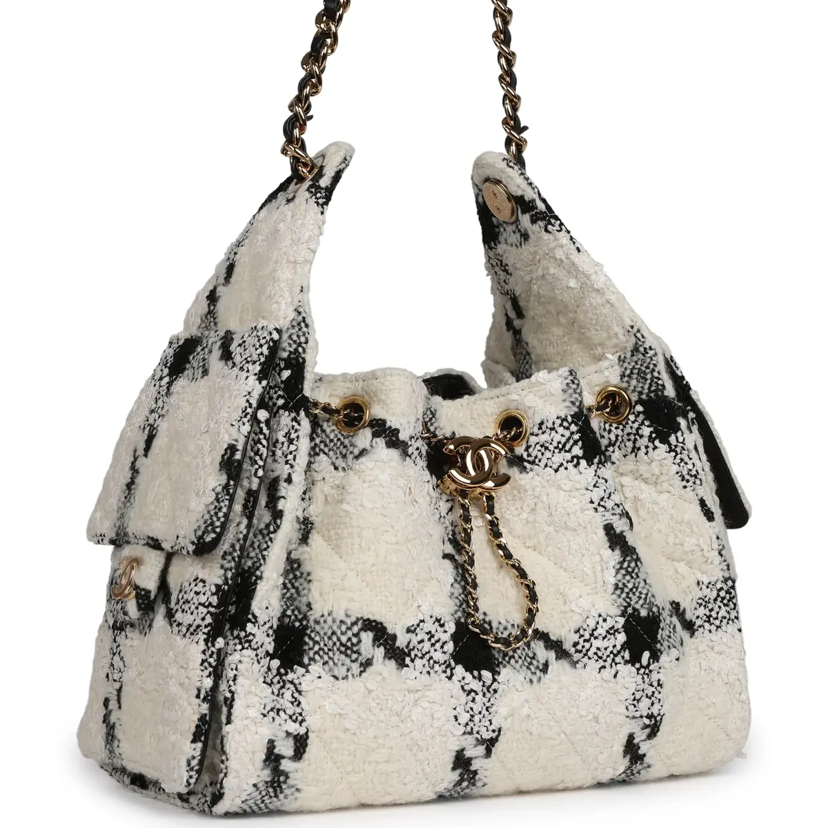 Chanel Chanel Small 25 Hobo Bag White, Black Tweed Gold Hardware | Thumbnail 2 Chanel Chanel Small 25 Hobo Bag White, Black Tweed Gold Hardware | Thumbnail 2