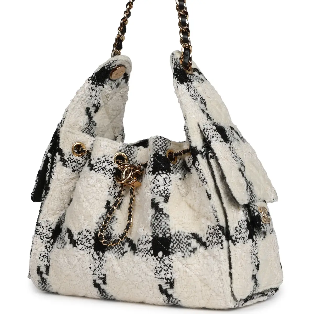 Chanel Chanel Small 25 Hobo Bag White, Black Tweed Gold Hardware | Thumbnail 5 Chanel Chanel Small 25 Hobo Bag White, Black Tweed Gold Hardware | Thumbnail 5