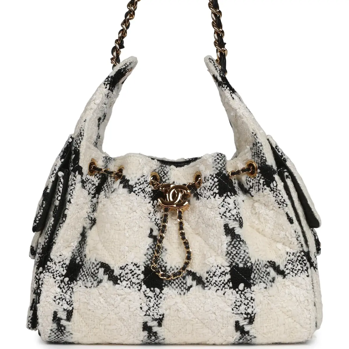 Chanel Chanel Small 25 Hobo Bag White, Black Tweed Gold Hardware | Image 1 Chanel Chanel Small 25 Hobo Bag White, Black Tweed Gold Hardware | Image 1
