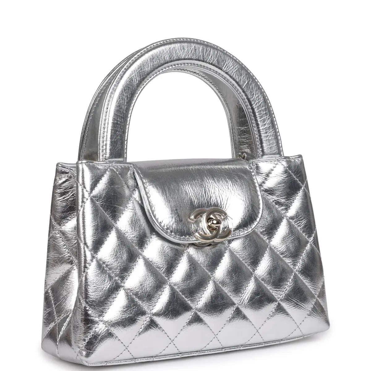 Chanel Chanel Small Kelly Shopper Silver Metallic Calfskin Light Gold Hardware | Thumbnail 2 Chanel Chanel Small Kelly Shopper Silver Metallic Calfskin Light Gold Hardware | Thumbnail 2