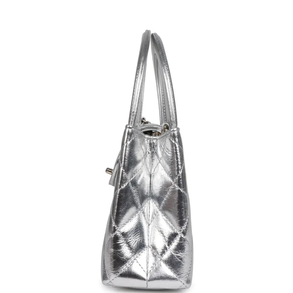 Chanel Chanel Small Kelly Shopper Silver Metallic Calfskin Light Gold Hardware | Thumbnail 3 Chanel Chanel Small Kelly Shopper Silver Metallic Calfskin Light Gold Hardware | Thumbnail 3