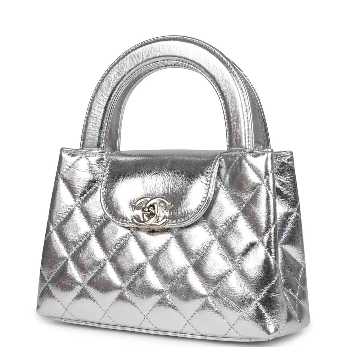 Chanel Chanel Small Kelly Shopper Silver Metallic Calfskin Light Gold Hardware | Thumbnail 5 Chanel Chanel Small Kelly Shopper Silver Metallic Calfskin Light Gold Hardware | Thumbnail 5