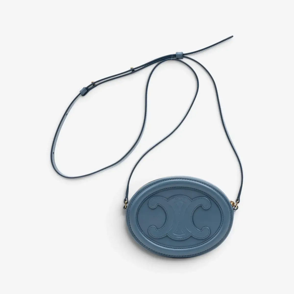 Celine Celine Triomphe Light Blue Smooth Leather Mini Oval Crossbody Bag by The Solist | Thumbnail 5 Celine Celine Triomphe Light Blue Smooth Leather Mini Oval Crossbody Bag by The Solist | Thumbnail 5