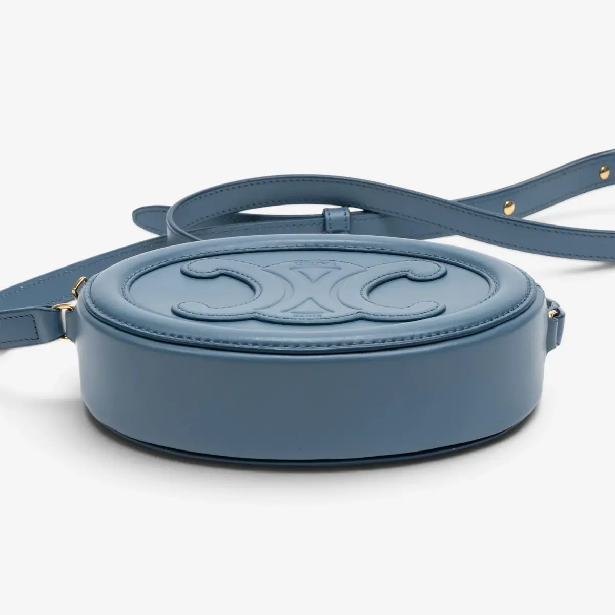 Celine Celine Triomphe Light Blue Smooth Leather Mini Oval Crossbody Bag by The Solist | Thumbnail 6 Celine Celine Triomphe Light Blue Smooth Leather Mini Oval Crossbody Bag by The Solist | Thumbnail 6