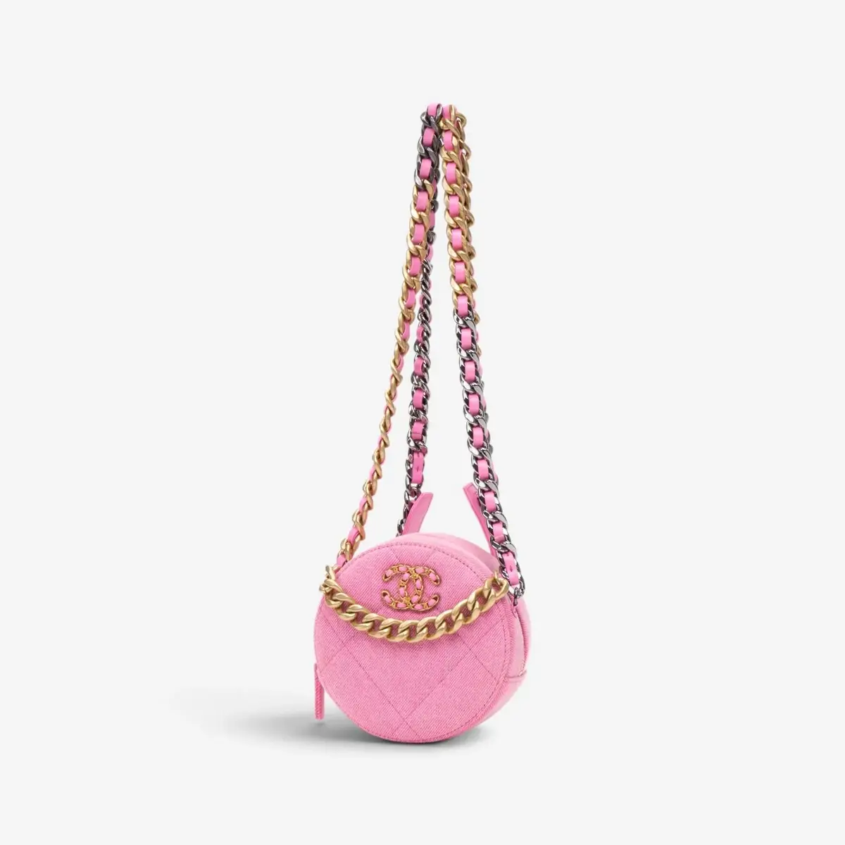 Chanel Chanel Pink Denim Canvas 19 Round Mini Clutch by The Solist | Thumbnail 2 Chanel Chanel Pink Denim Canvas 19 Round Mini Clutch by The Solist | Thumbnail 2