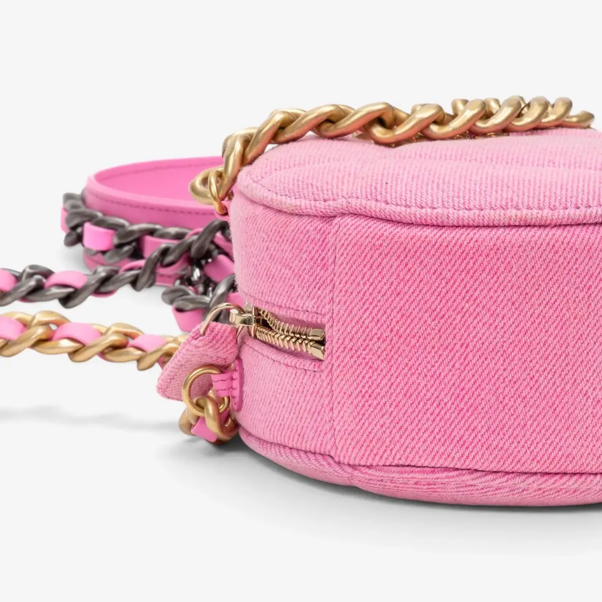 Chanel Chanel Pink Denim Canvas 19 Round Mini Clutch by The Solist | Thumbnail 7 Chanel Chanel Pink Denim Canvas 19 Round Mini Clutch by The Solist | Thumbnail 7