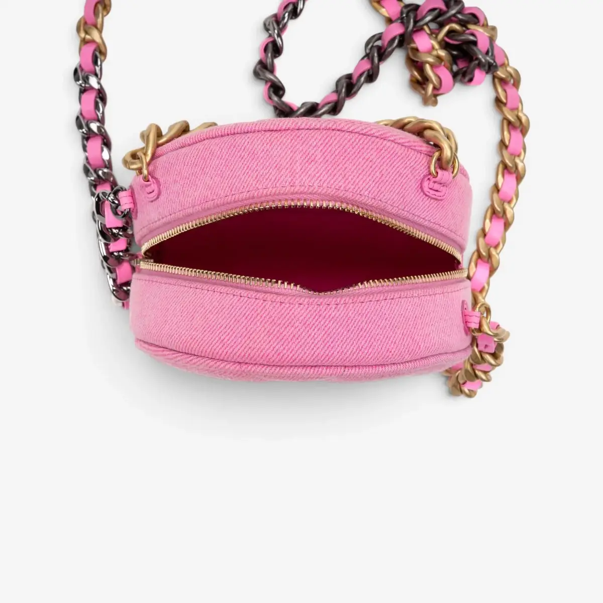 Chanel Chanel Pink Denim Canvas 19 Round Mini Clutch by The Solist | Thumbnail 9 Chanel Chanel Pink Denim Canvas 19 Round Mini Clutch by The Solist | Thumbnail 9