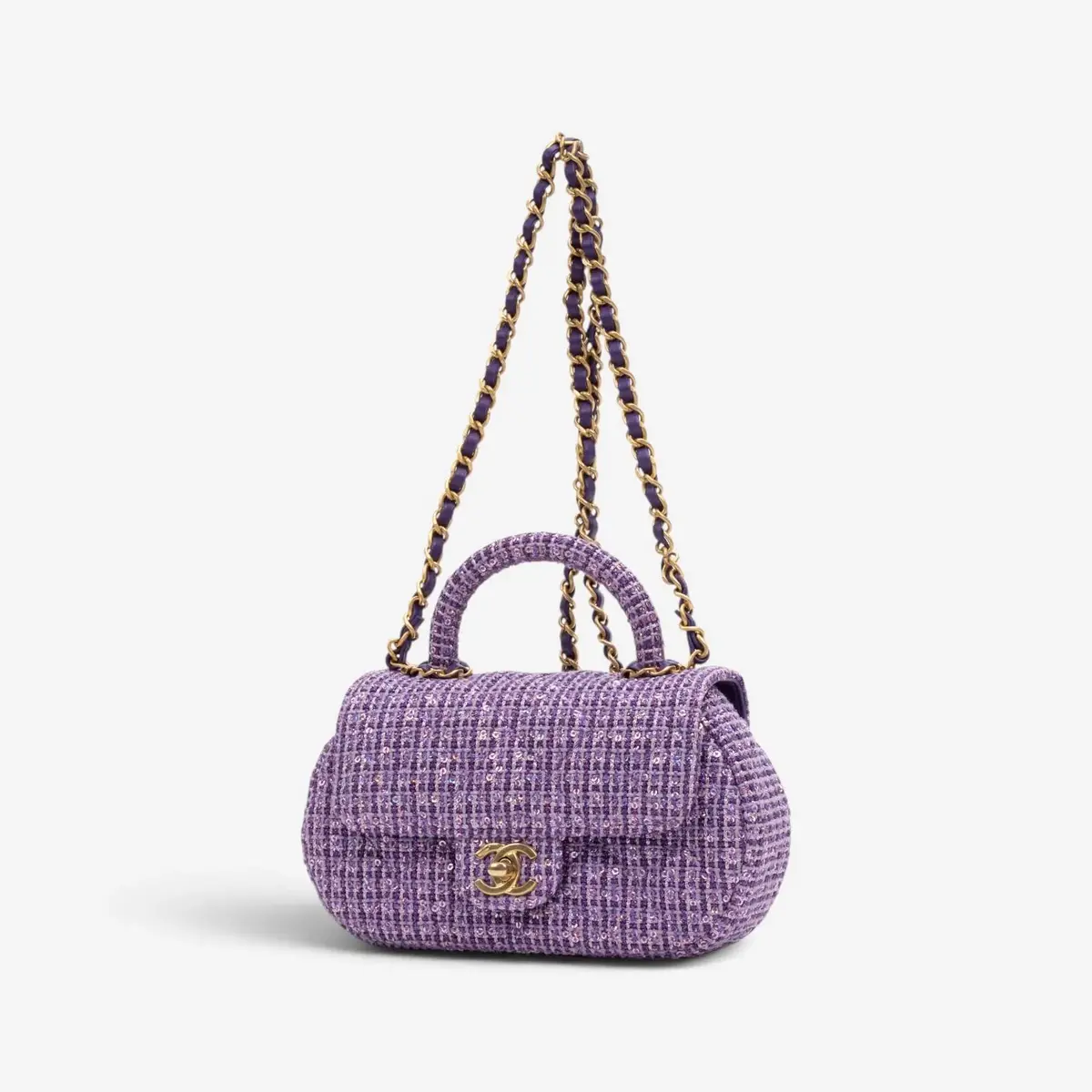Chanel Chanel Purple Tweed Sequin Canvas Top Handle Flap Bag by The Solist | Thumbnail 2 Chanel Chanel Purple Tweed Sequin Canvas Top Handle Flap Bag by The Solist | Thumbnail 2