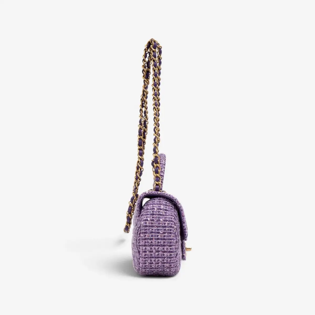 Chanel Chanel Purple Tweed Sequin Canvas Top Handle Flap Bag by The Solist | Thumbnail 4 Chanel Chanel Purple Tweed Sequin Canvas Top Handle Flap Bag by The Solist | Thumbnail 4