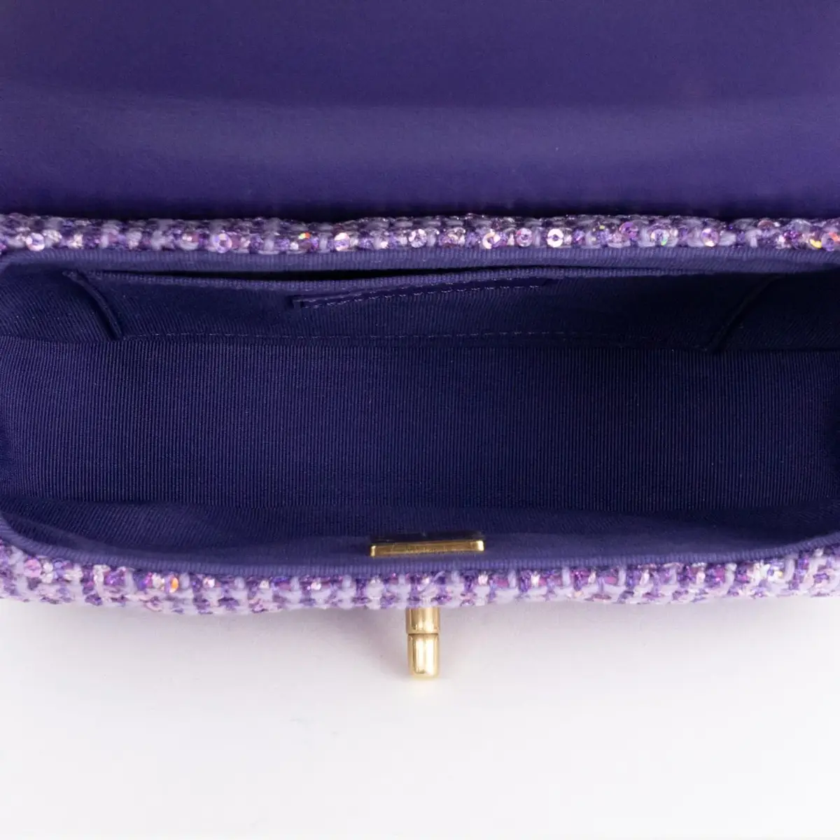 Chanel Chanel Purple Tweed Sequin Canvas Top Handle Flap Bag by The Solist | Thumbnail 9 Chanel Chanel Purple Tweed Sequin Canvas Top Handle Flap Bag by The Solist | Thumbnail 9