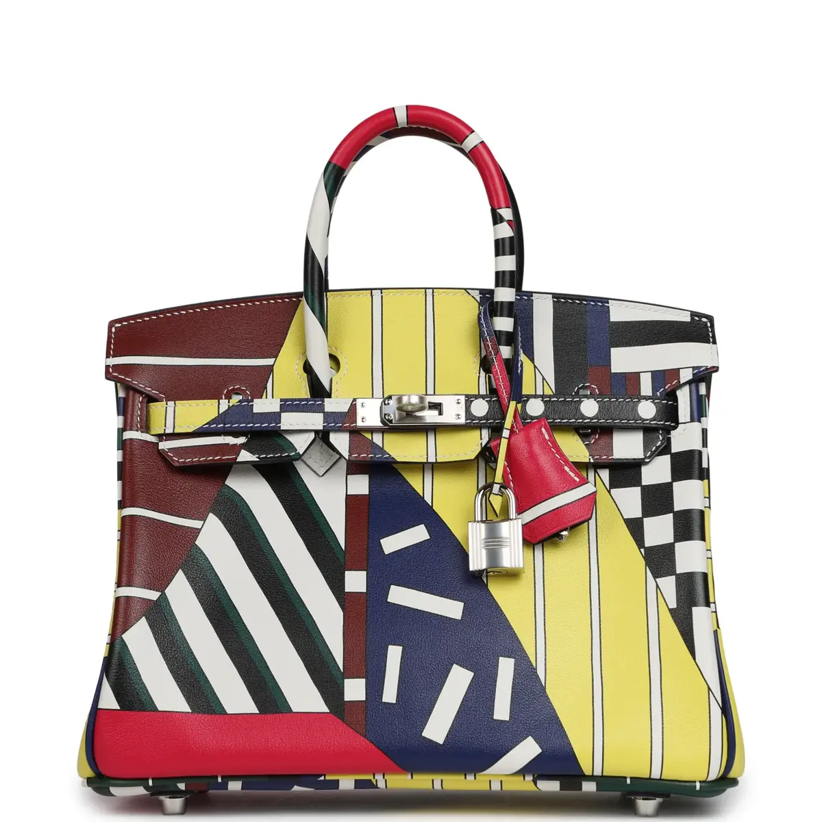 Hermes "One Two Three and Away We Go" Birkin 25 Multicolor Swift Palladium Hardware
