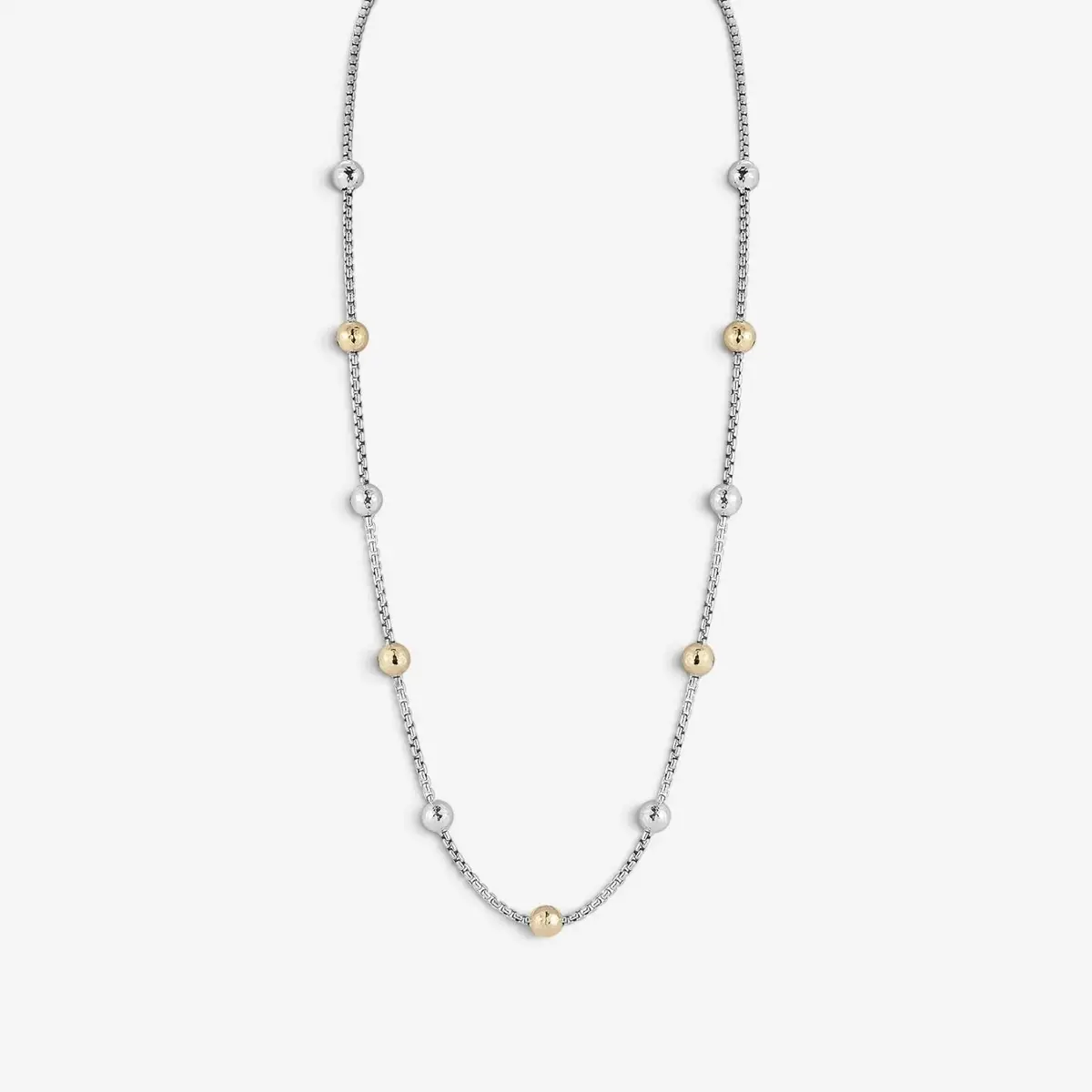 JAI JAI Sterling Silver & 14K Yellow Gold Hammered Bead Box Chain Necklace by The Solist | Thumbnail 2 JAI JAI Sterling Silver & 14K Yellow Gold Hammered Bead Box Chain Necklace by The Solist | Thumbnail 2