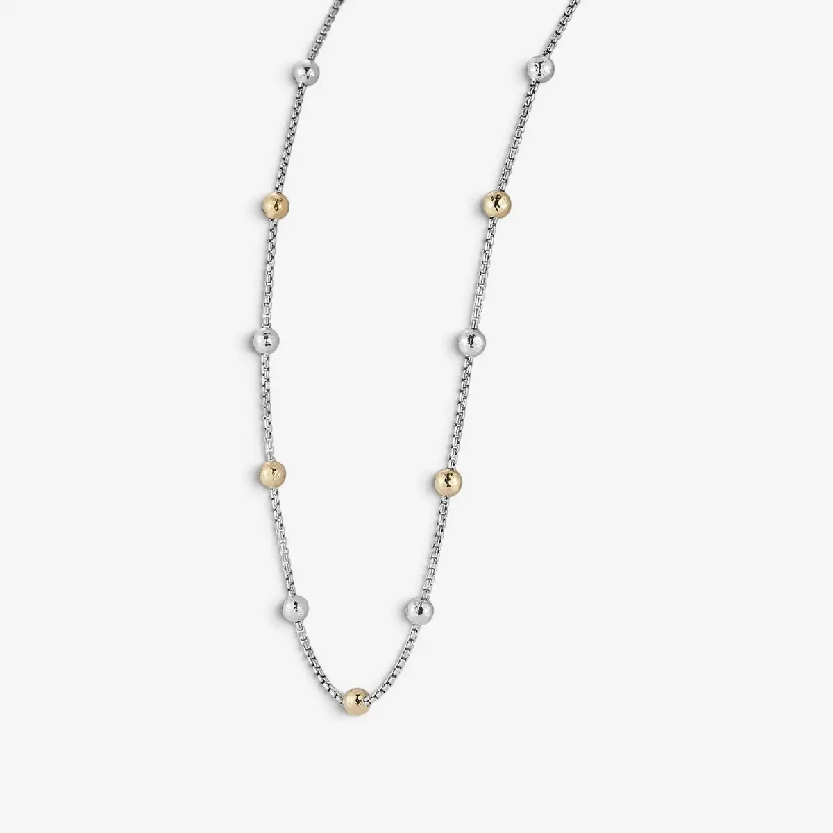 JAI JAI Sterling Silver & 14K Yellow Gold Hammered Bead Box Chain Necklace by The Solist | Thumbnail 3 JAI JAI Sterling Silver & 14K Yellow Gold Hammered Bead Box Chain Necklace by The Solist | Thumbnail 3