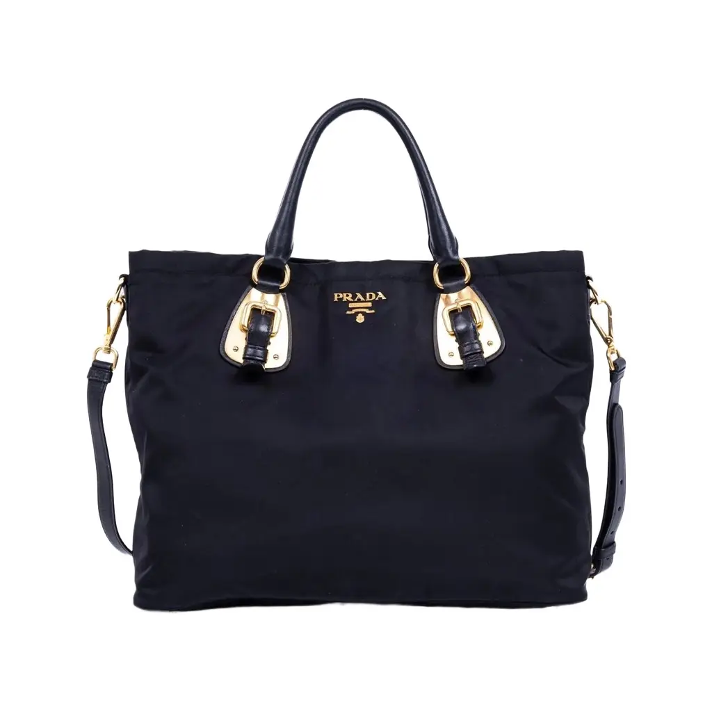 Prada Prada Black Nylon Canvas Leather Crossbody Tote Bag by The Solist | Image 1 Prada Prada Black Nylon Canvas Leather Crossbody Tote Bag by The Solist | Image 1