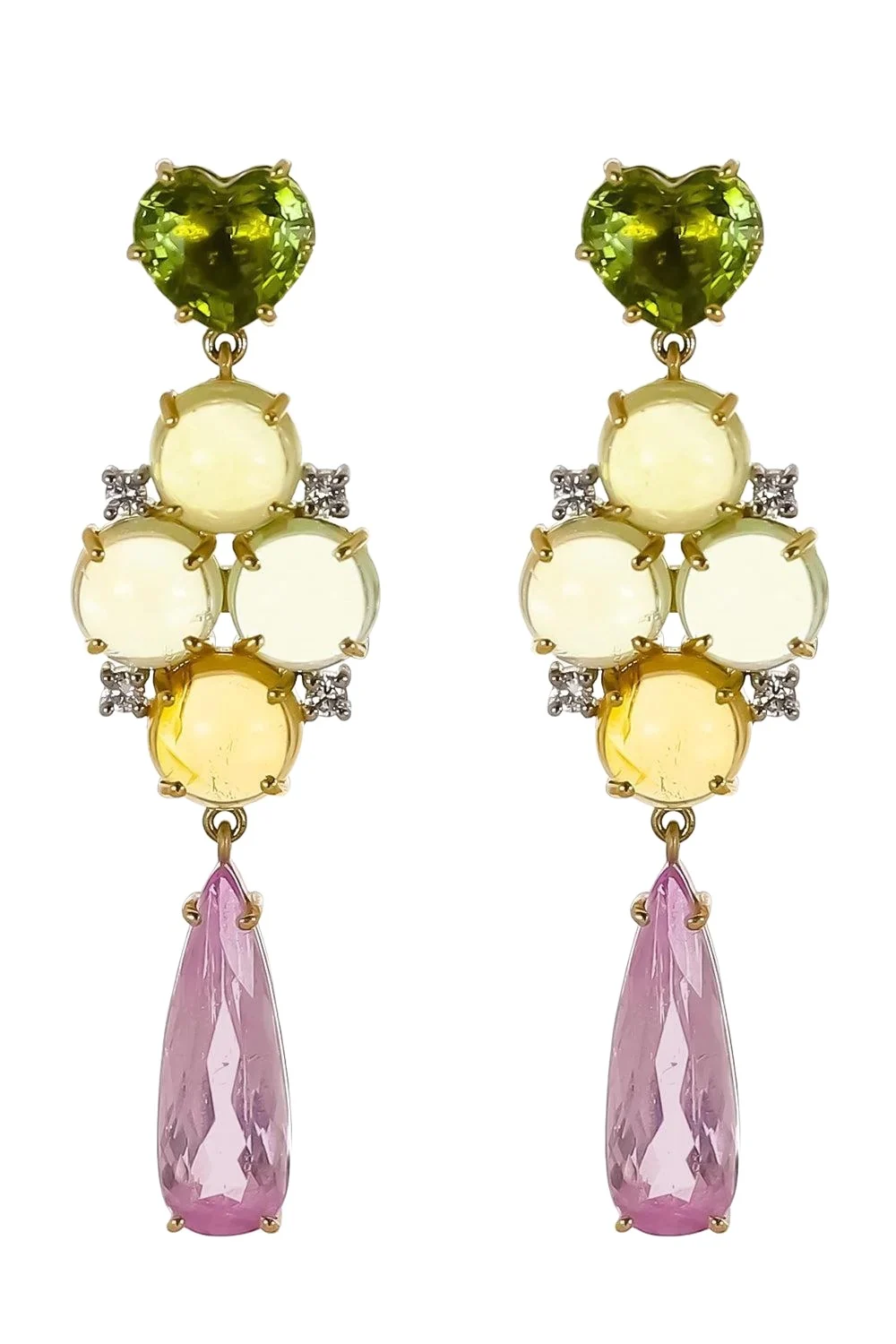 IRENE NEUWIRTH JEWELRY Tourmaline Kunzite Diamond Gemmy Gem Earrings