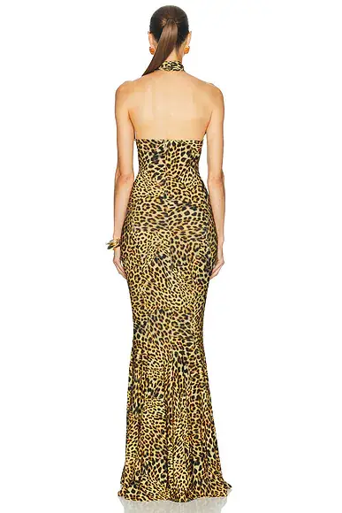Norma Kamali Halter Turtle Fishtail Gown | Thumbnail 3