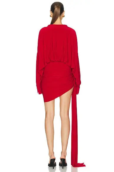 Norma Kamali Oversized Shirt Side Drape Dress With Bow | Thumbnail 4