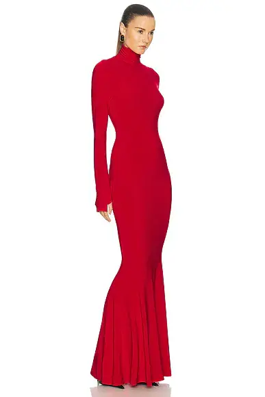 Norma Kamali Long Sleeve Turtle Fishtail Gown | Thumbnail 2