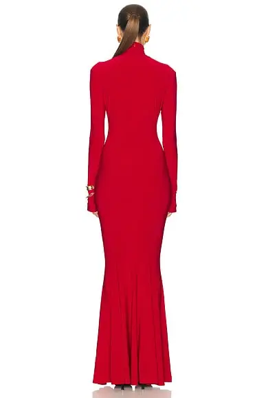 Norma Kamali Long Sleeve Turtle Fishtail Gown | Thumbnail 3