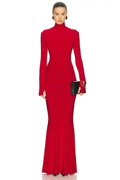 Norma Kamali Long Sleeve Turtle Fishtail Gown | Image 1 Norma Kamali Long Sleeve Turtle Fishtail Gown | Image 1