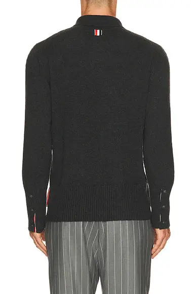 Thom Browne Merino Wool Baby Cable Long Sleeve Polo | Thumbnail 3 Thom Browne Merino Wool Baby Cable Long Sleeve Polo | Thumbnail 3