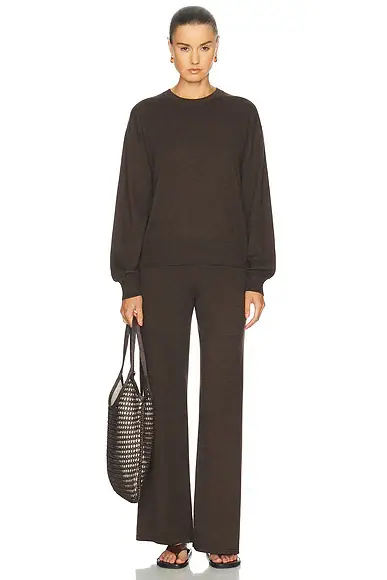 ÉTERNE Wide Leg Cotton Cashmere Lounge Pant | Thumbnail 5 ÉTERNE Wide Leg Cotton Cashmere Lounge Pant | Thumbnail 5